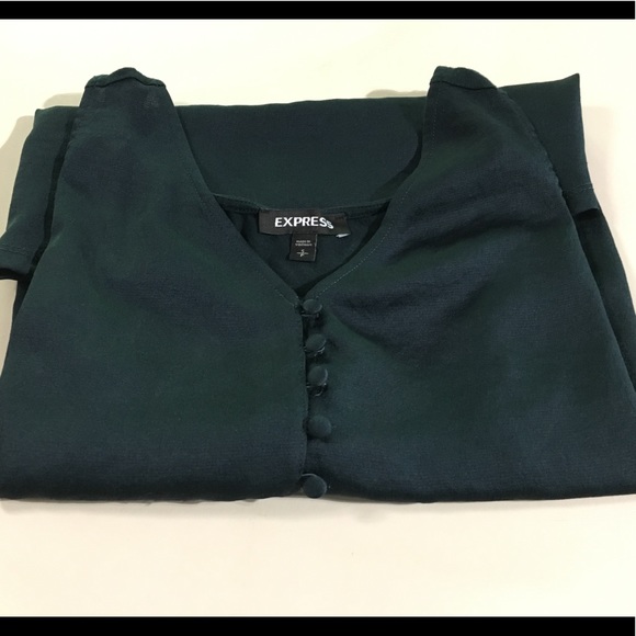 EXPRESS Solid Black V-Neck Button Front Light Tank - Picture 1 of 10